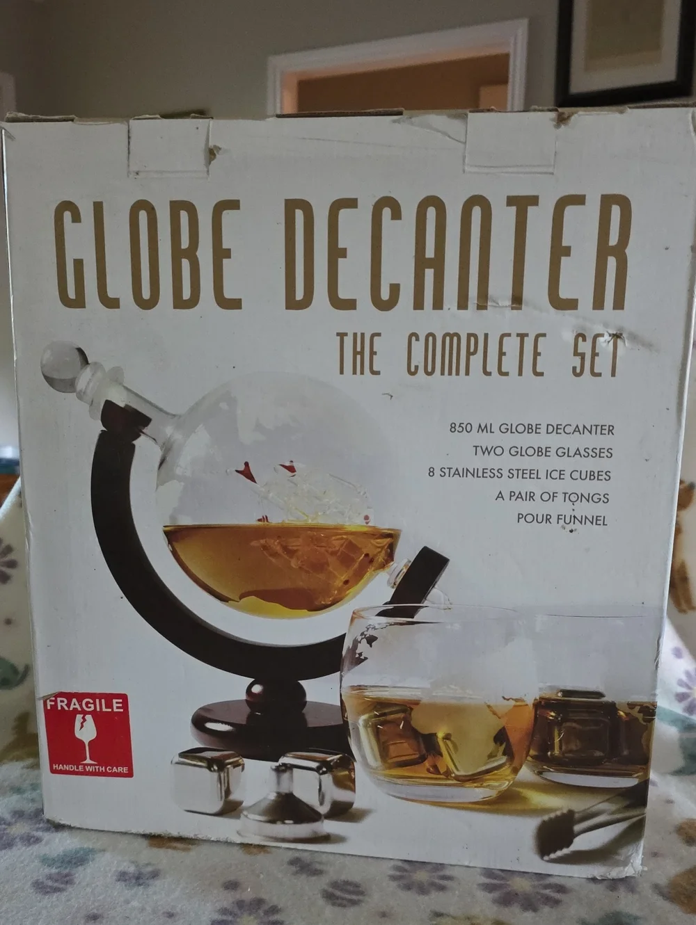 Brown Glass Globe and Double Tumbler Drink Set